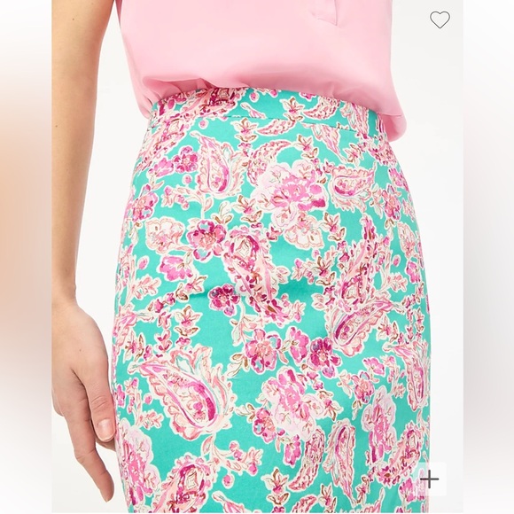J Crew Factory Floral Printed Pencil Skirt Pink Sea Foam Summer 24 - Picture 3 of 16